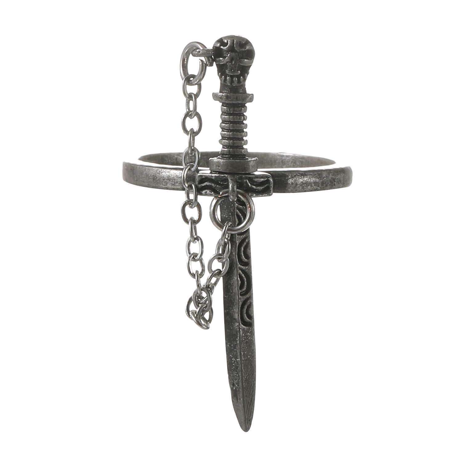 Wholesale Gothic Dark Cross Sword Tassel Alloy Ring